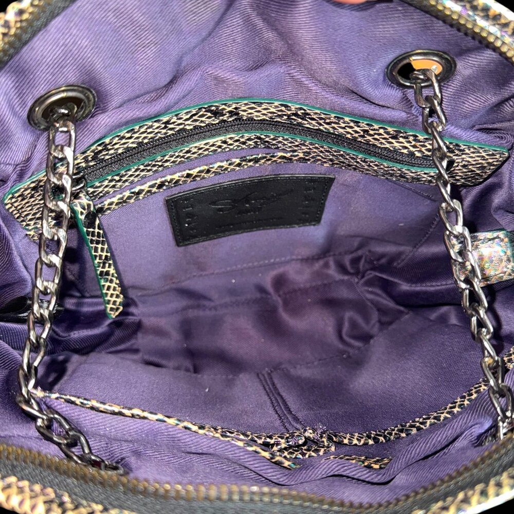 Sharif Metallic Python Embossed Leather Dome Conv… - image 14